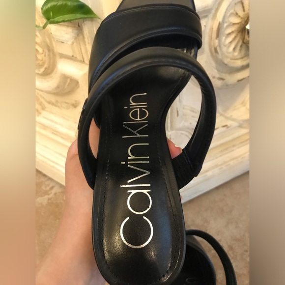 *Calvin Klein* Black Strap Heeled Sandal Pumps (Size 7M) - Picture 10 of 14